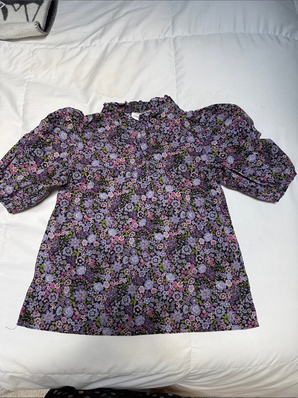 Tuckernuck Purple Floral Puff Sleeve Blouse